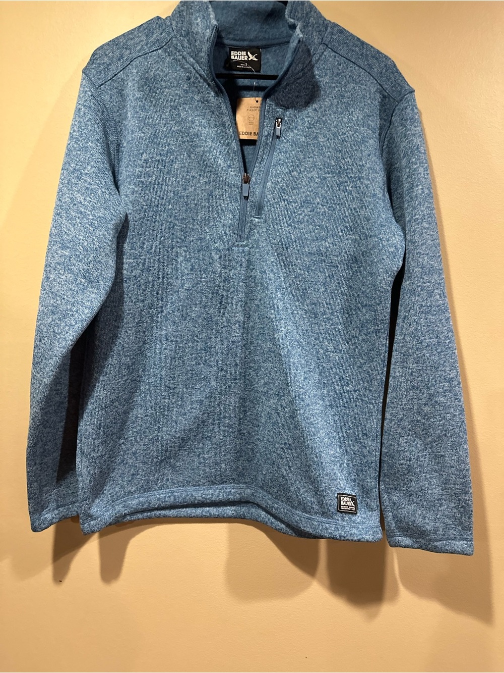 Eddie Bauer Men’s Heathered Light Blue Quarter-Zip Pullover